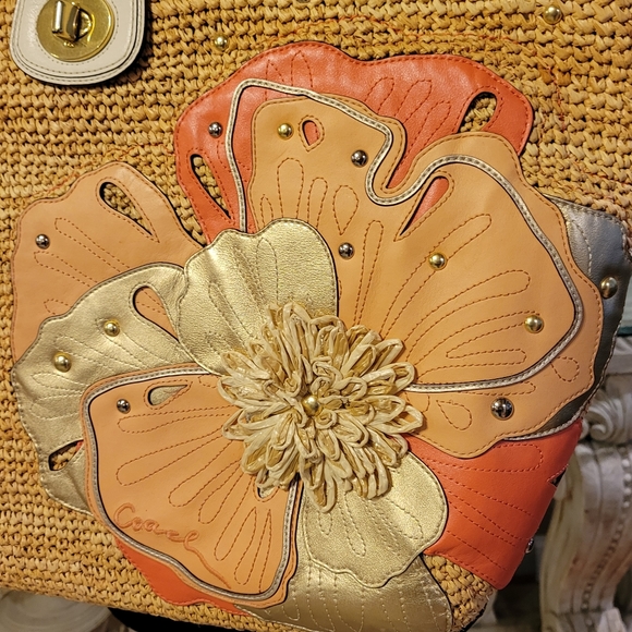 Coach Limited Edition Hamptons Editorial Weekend Straw Dragonfly Flower Tote 213 - Picture 11 of 17